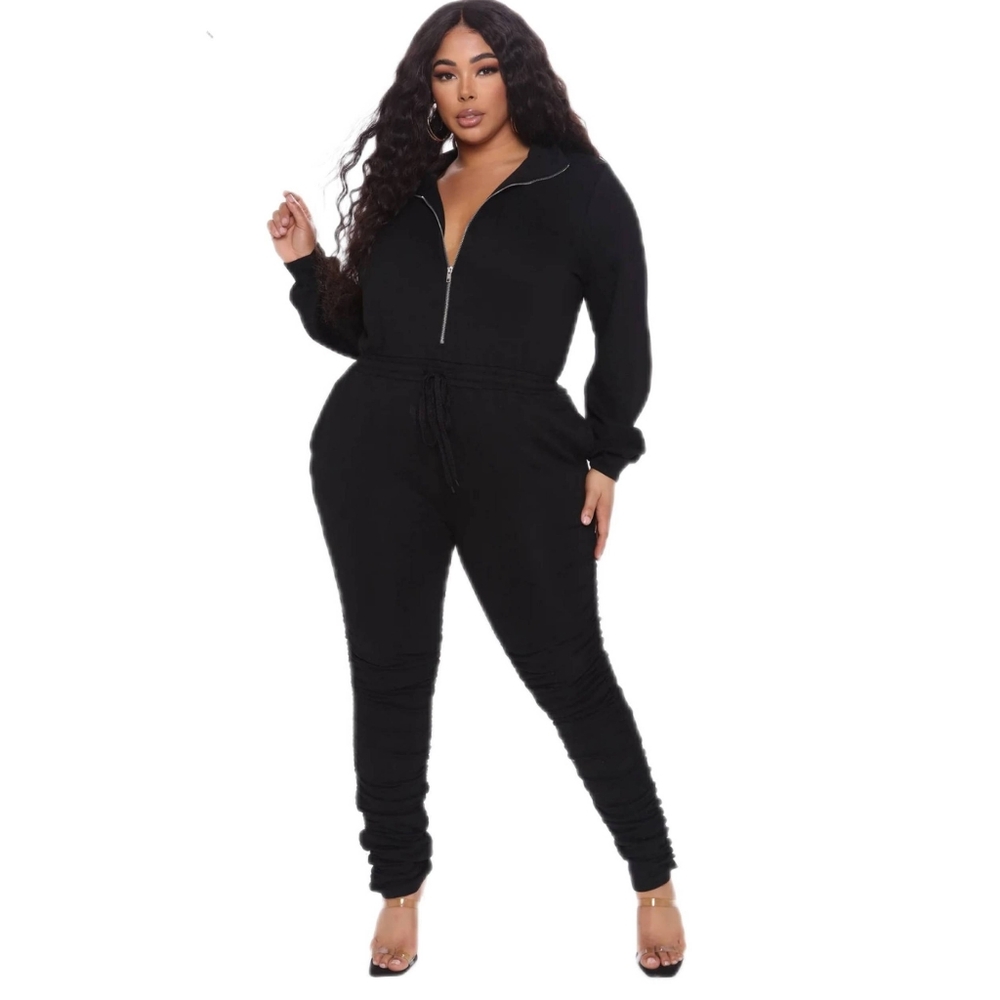 Fashion Nova Women's Perfect Escape Lounge Black Jumpsuit Size 2X